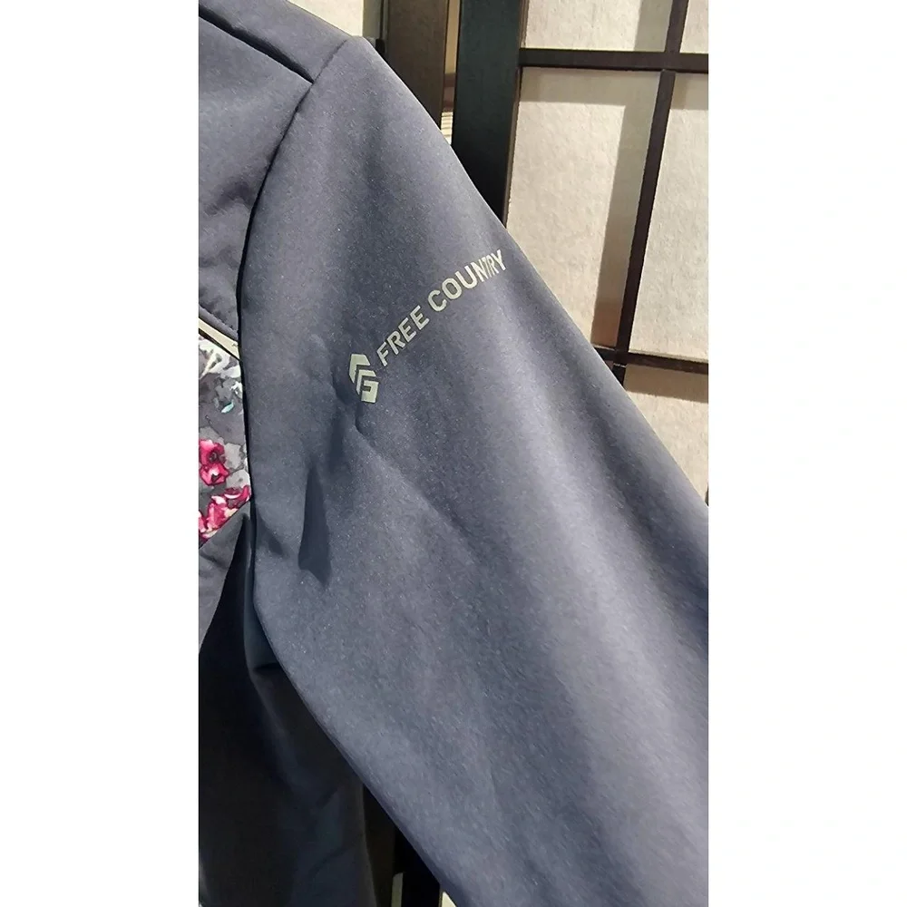 FREE COUNTRY Softshell Jacket‎ Girls Charcoal Grey Floral Outdoor XL (10/12)